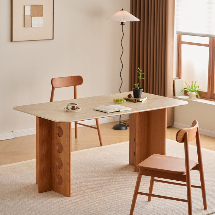 Scandinavian cherry wood sintered stone dining table timeless primary product view.