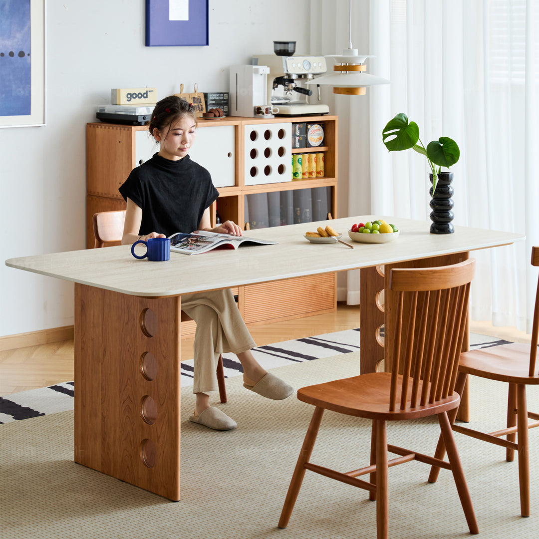 Scandinavian cherry wood sintered stone dining table timeless detail 17.