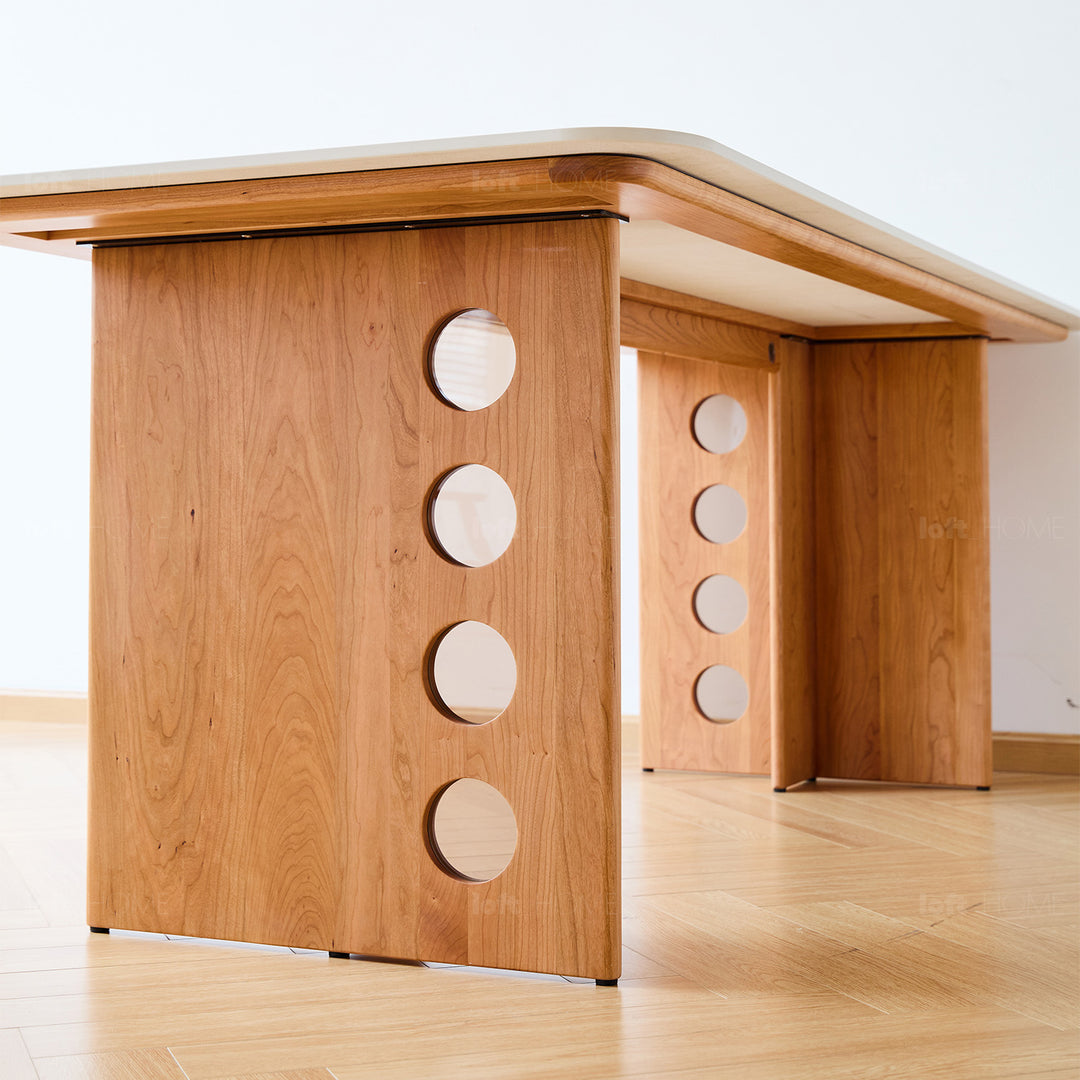 Scandinavian cherry wood sintered stone dining table timeless detail 21.