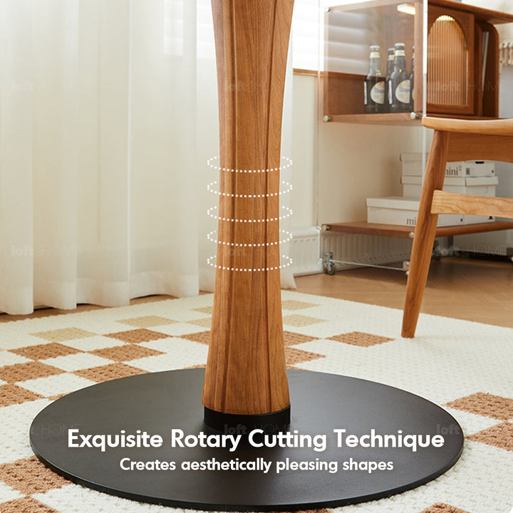 Scandinavian cherry wood sintered stone round dining table fusion detail 1.