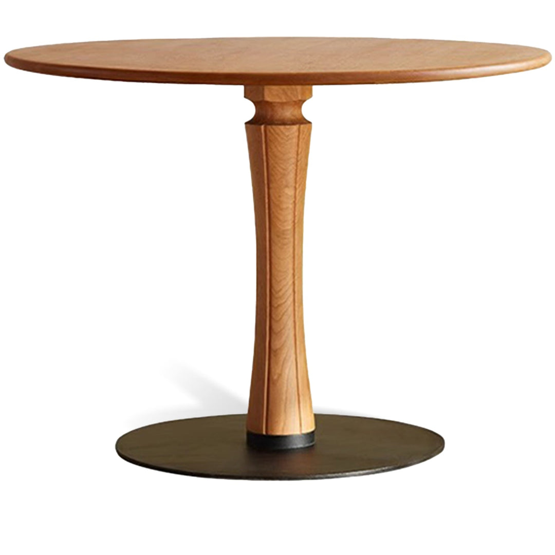 Scandinavian cherry wood sintered stone round dining table fusion detail 8.