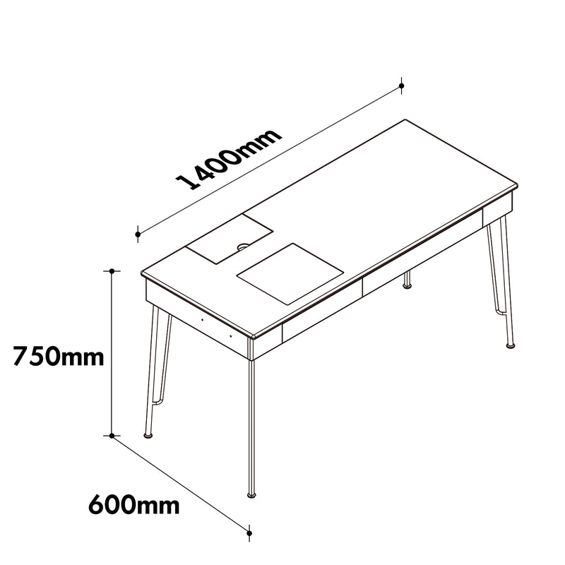 Scandinavian Cherry Wood Study Table TIMELESS Size Chart