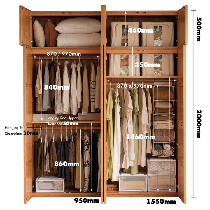 Scandinavian cherry wood swing door wardrobe vera size charts.