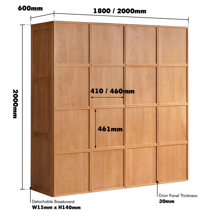 Scandinavian cherry wood swing door wardrobe vera color swatches.