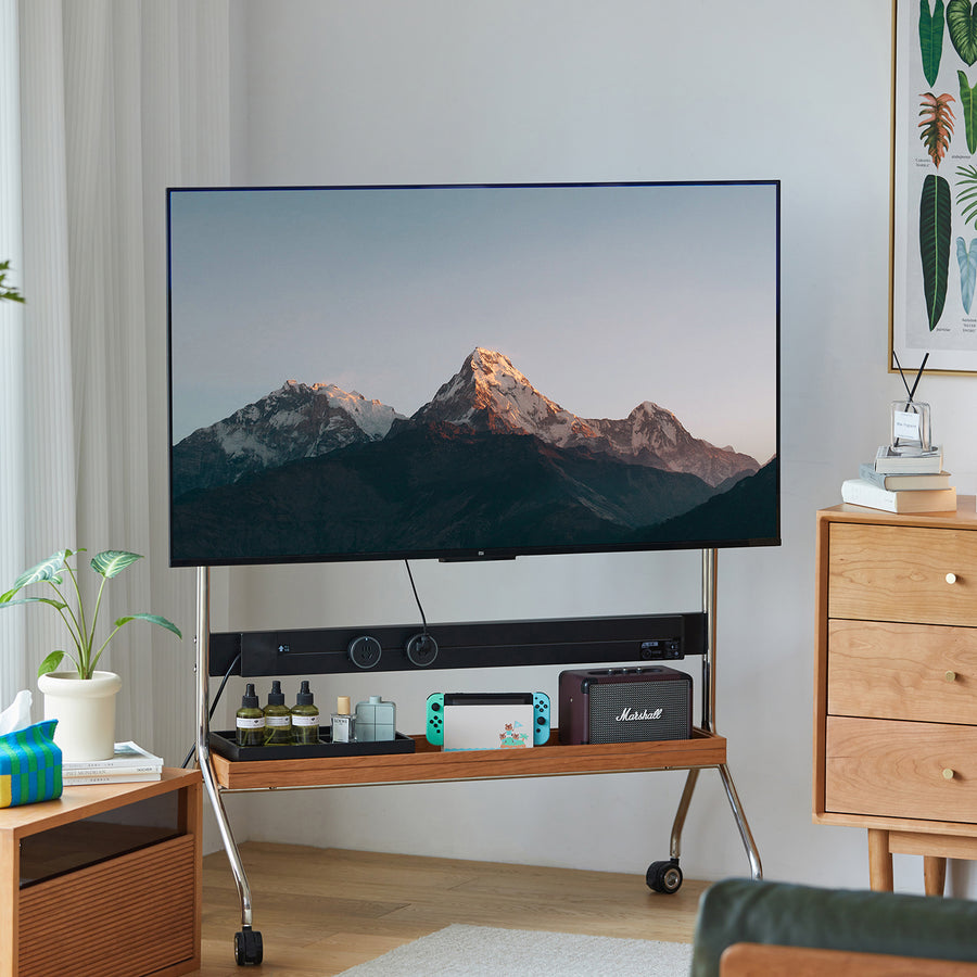 Scandinavian cherry wood tv hanger hal primary product view.