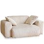 Cream Corduroy Velvet Fabric 1 Seater Sofa SQUARE