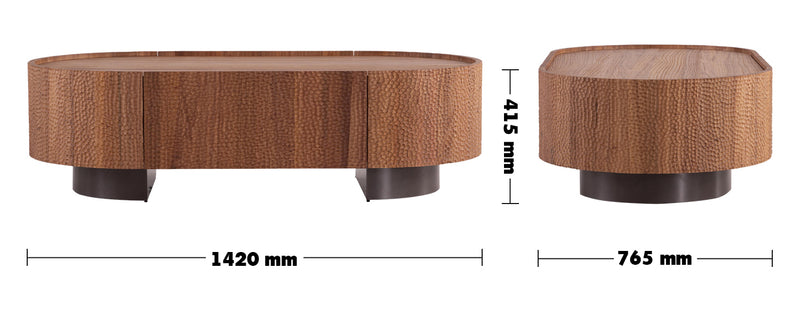 Scandinavian Elm Wood Coffee Table SAVVY Size Chart
