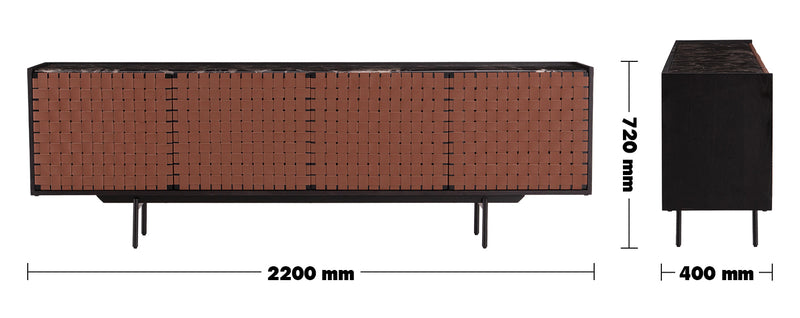 Japandi Elm Wood Storage Cabinet PARAGON Size Chart