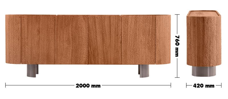 Scandinavian Elm Wood Storage Cabinet VORTEX Size Chart