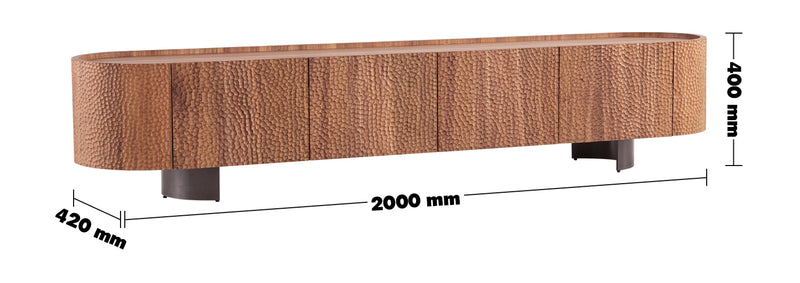 Scandinavian Elm Wood TV Console SAVVY Size Chart
