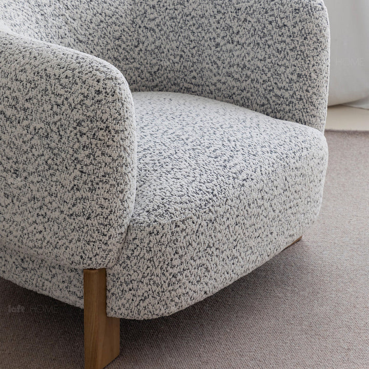 Scandinavian chenille velvet fabric 1 seater sofa embrace detail 1.