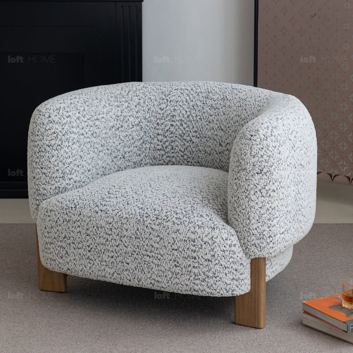 Scandinavian chenille velvet fabric 1 seater sofa embrace detail 2.
