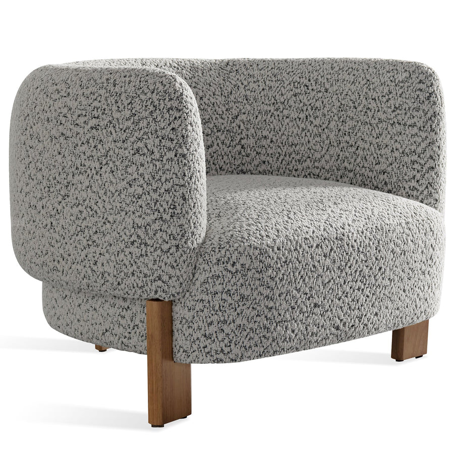 Scandinavian chenille velvet fabric 1 seater sofa embrace in white background.