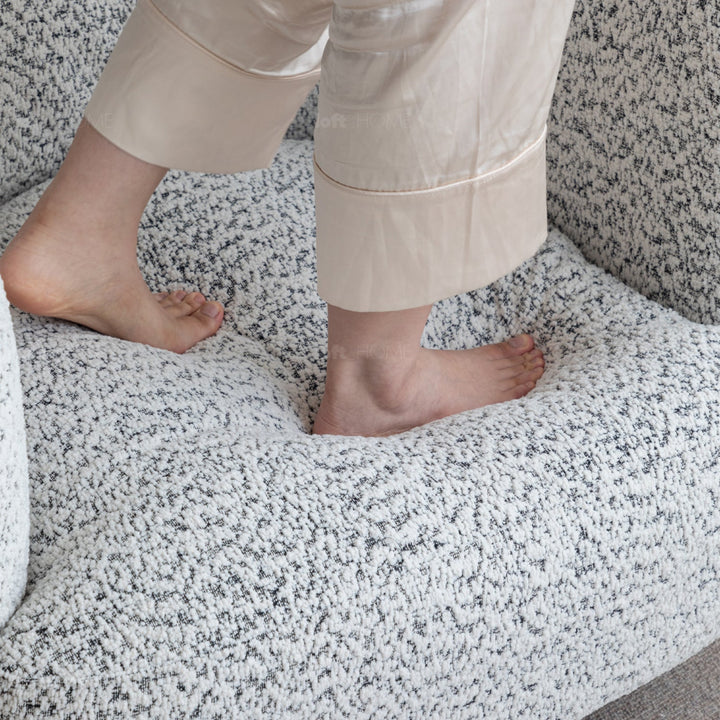 Scandinavian chenille velvet fabric 1 seater sofa embrace detail 7.