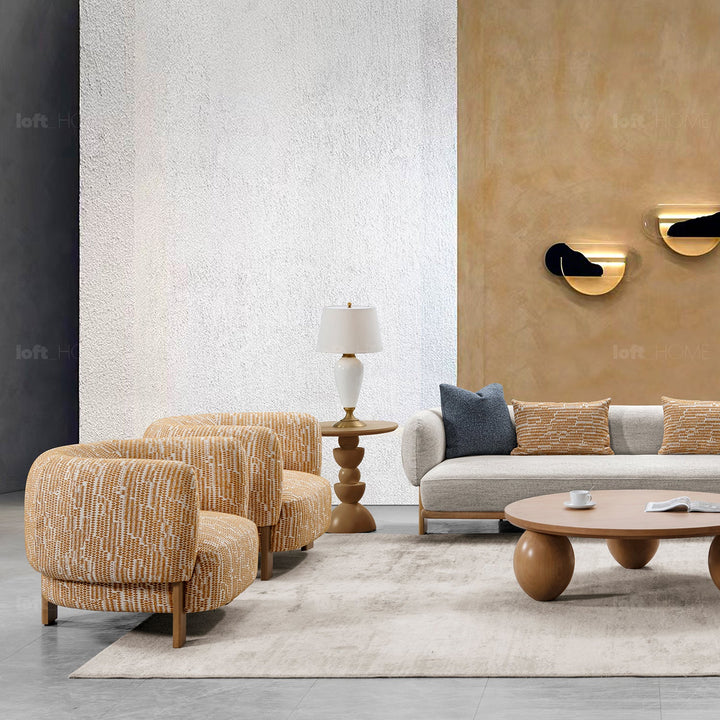 Scandinavian chenille velvet fabric 1 seater sofa embrace detail 13.