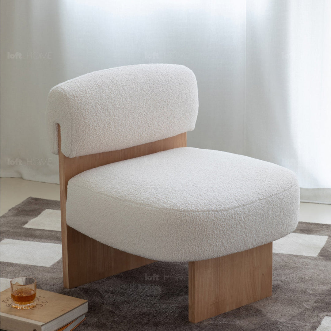 Scandinavian sherpa fabric 1 seater sofa hygge conceptual design.