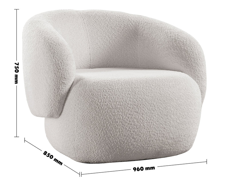 Cream Fabric 1 Seater Sofa OSLO Size Chart