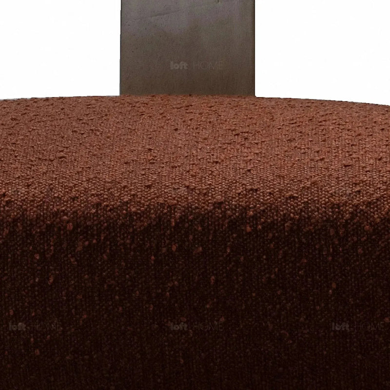 Japandi boucle fabric 1 seater sofa serenity in close up details.