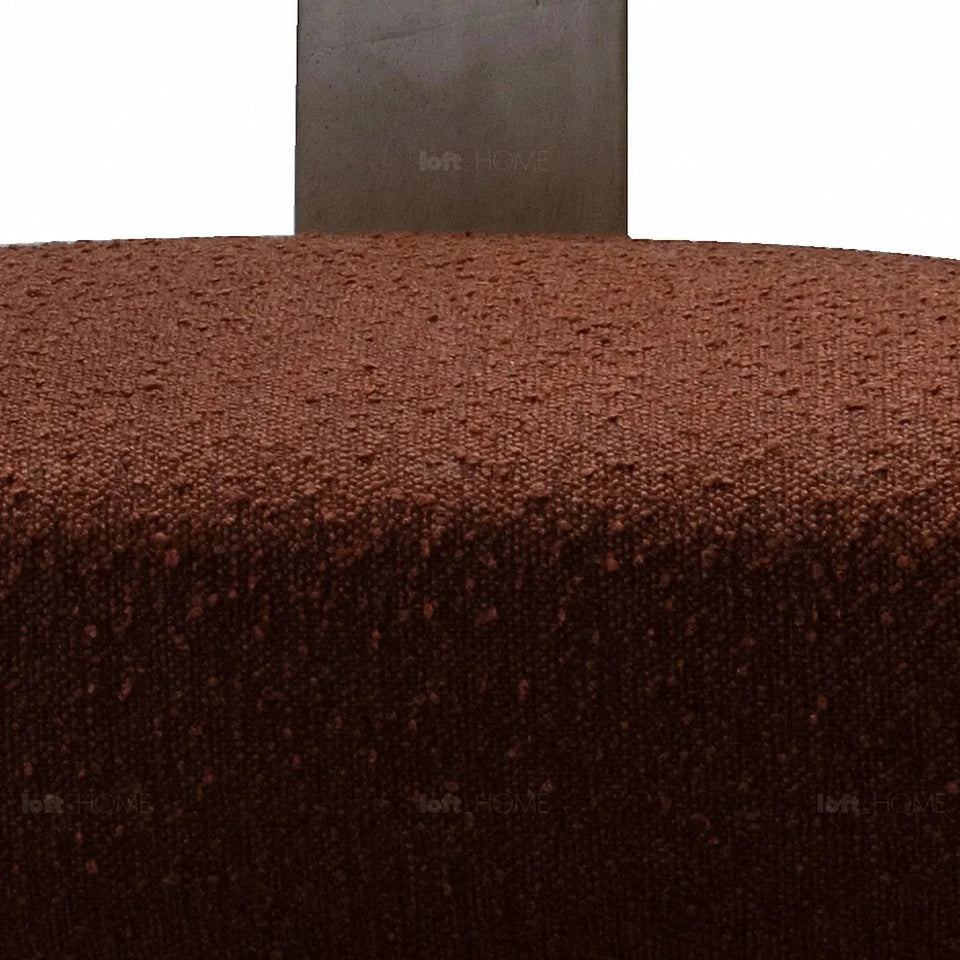 Japandi boucle fabric 1 seater sofa serenity in close up details.