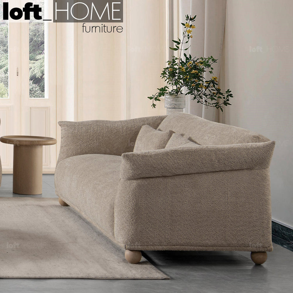 Scandinavian fabric 3 seater sofa fondue primary product view.