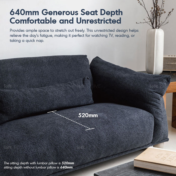 Scandinavian fabric 3 seater sofa fondue in details.