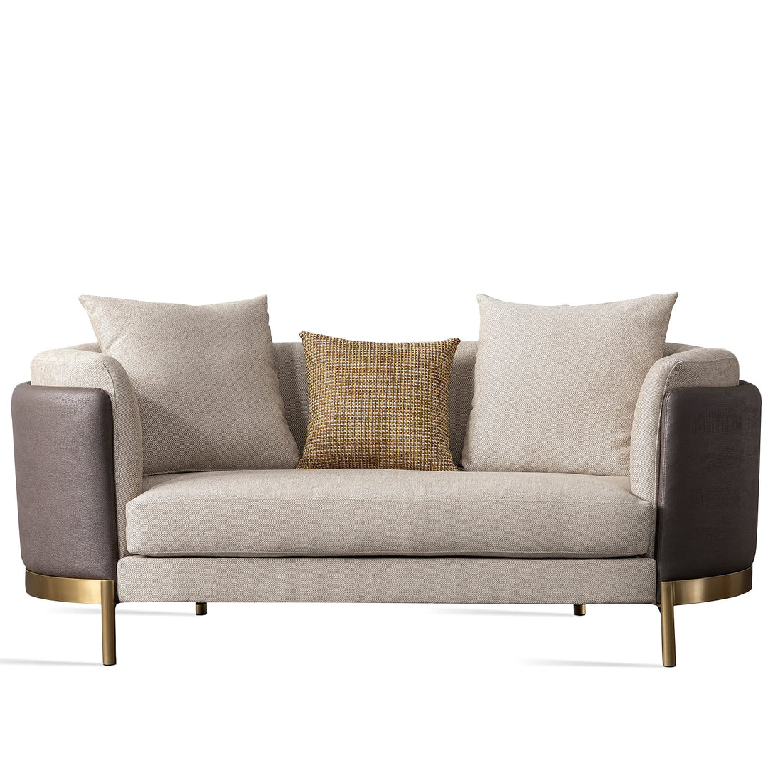 Scandinavian fabric 2 seater sofa glamour in white background.