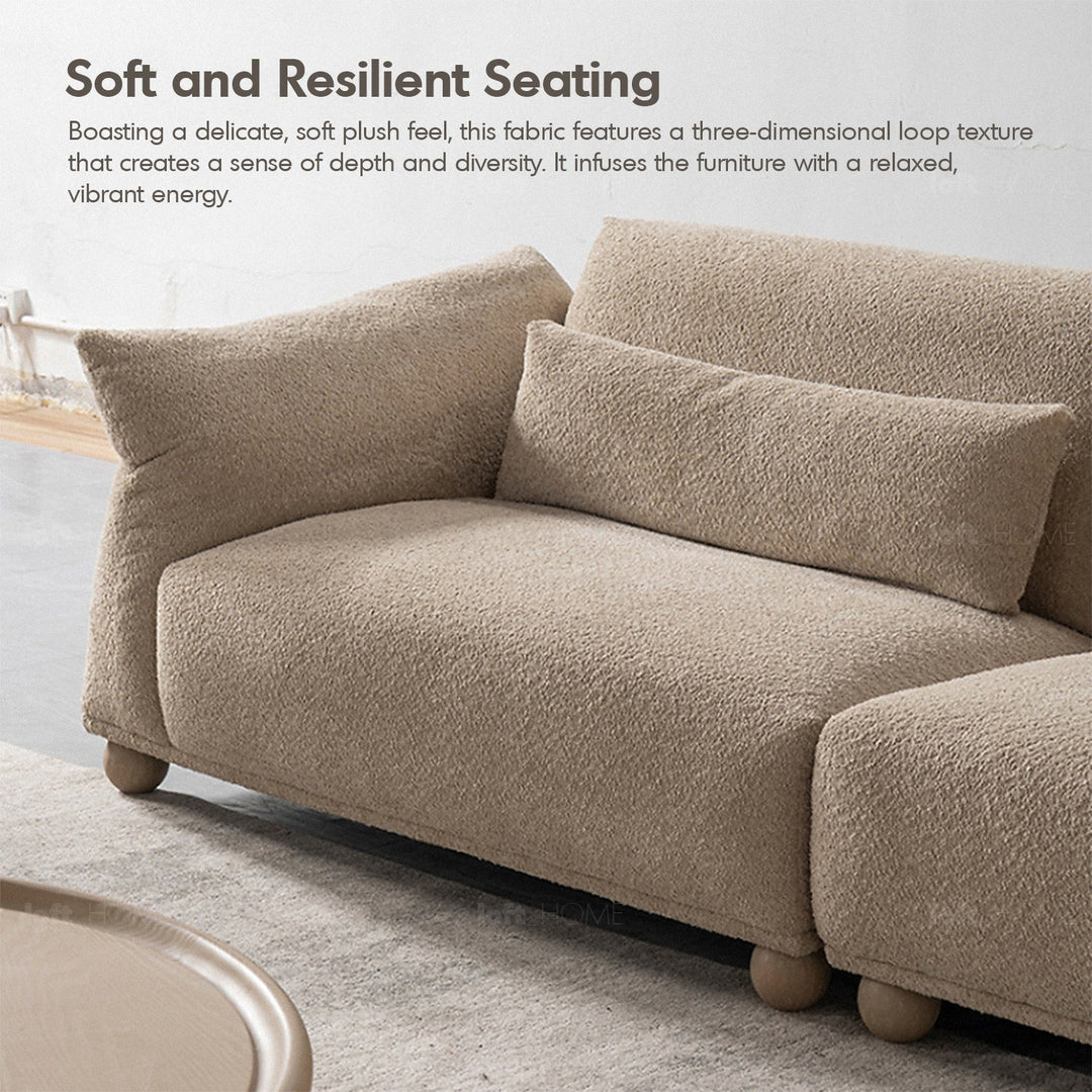 Scandinavian fabric 4 seater sofa fondue in real life style.