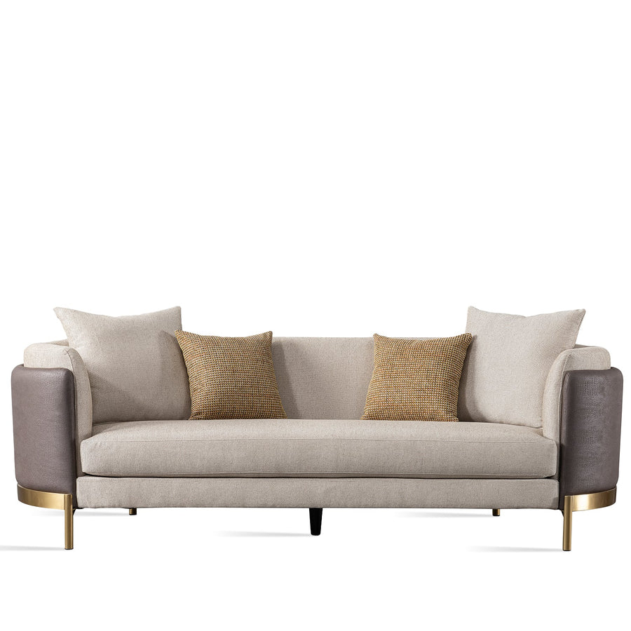 Scandinavian fabric 3 seater sofa glamour in white background.