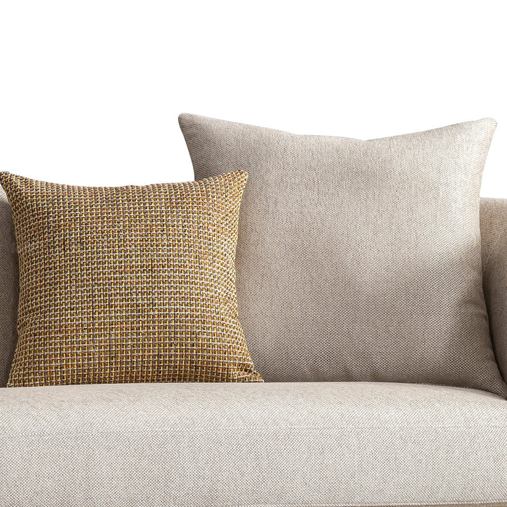 Scandinavian fabric 3 seater sofa glamour in close up details.