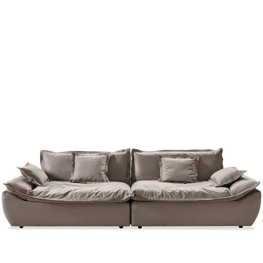 Scandinavian fabric 4 seater sofa snuggle in white background.
