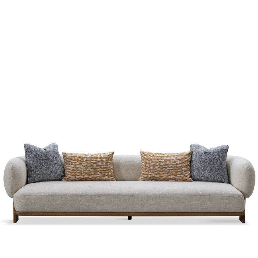 Scandinavian fabric 3 seater sofa waltz in white background.