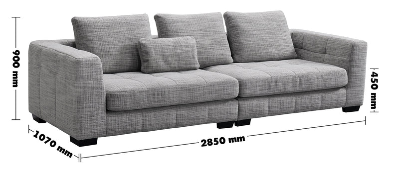 Modern Fabric 4 Seater Sofa ARCTIC Size Chart