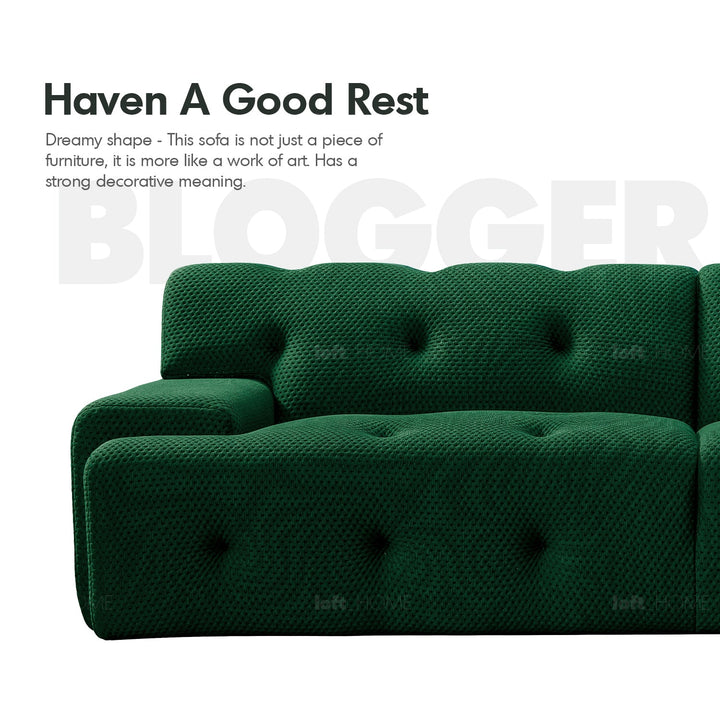 Scandinavian fabric 4 seater sofa blogger material variants.