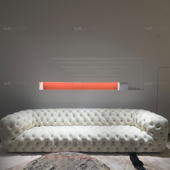 Scandinavian fabric 4 seater sofa mozart in panoramic view.