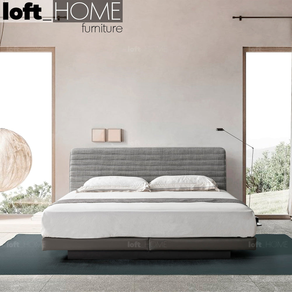 Scandinavian fabric bed hoverloft primary product view.
