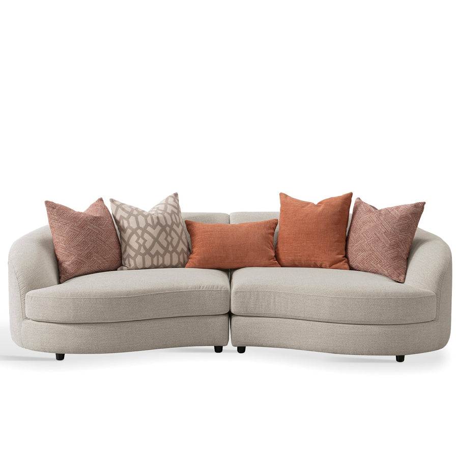Scandinavian fabric modular 2 seater sofa groove in white background.