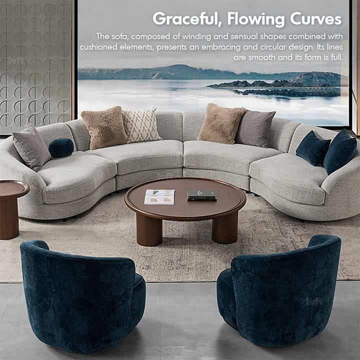 Scandinavian fabric modular 4 seater sofa groove material variants.