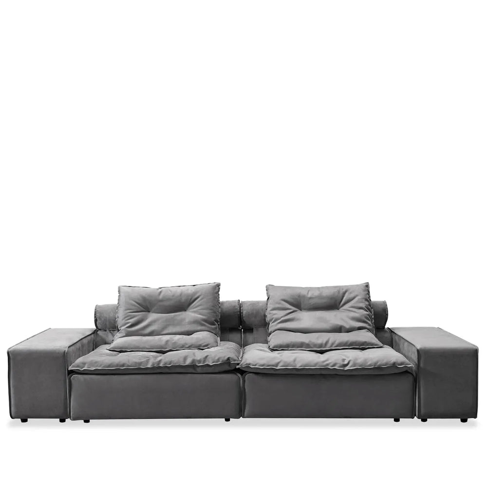 Modern fabric modular 3 seater sofa woolen in white background.