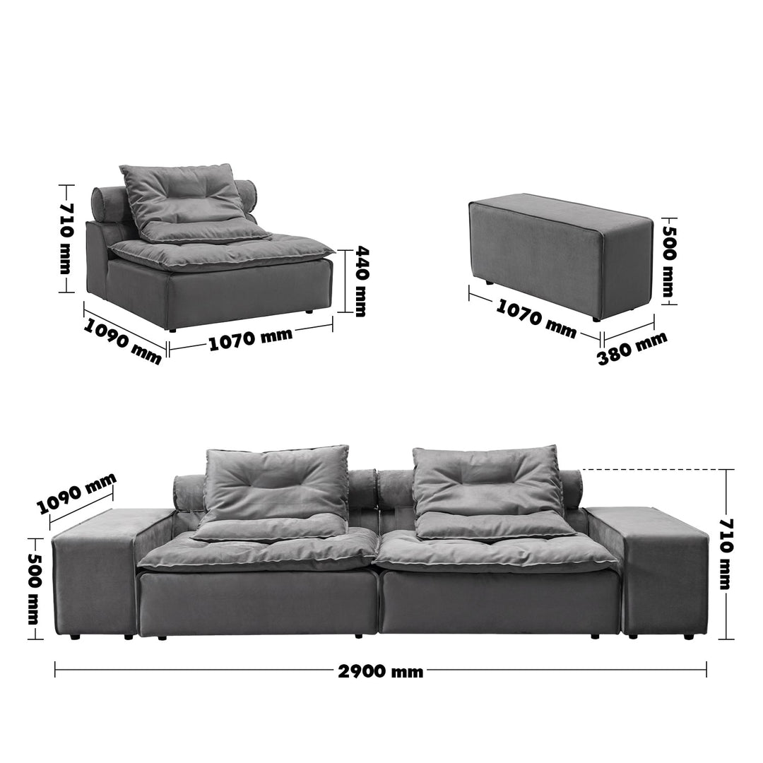 Scandinavian fabric modular 3 seater sofa woolen size charts.