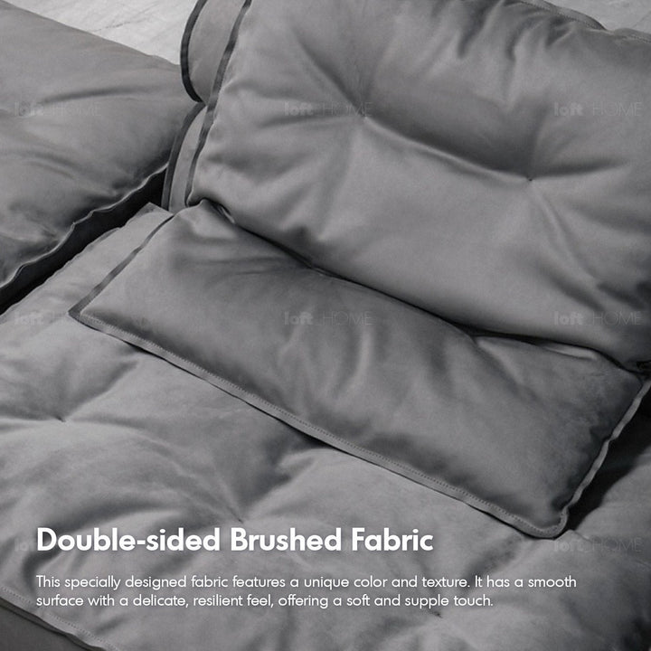 Scandinavian fabric modular 3 seater sofa woolen color swatches.