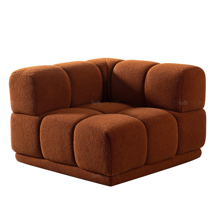 Scandinavian teddy fabric modular 4.5 seater sofa cuboid conceptual design.