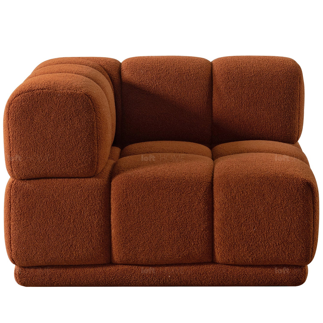 Scandinavian teddy fabric modular 4.5 seater sofa cuboid layered structure.