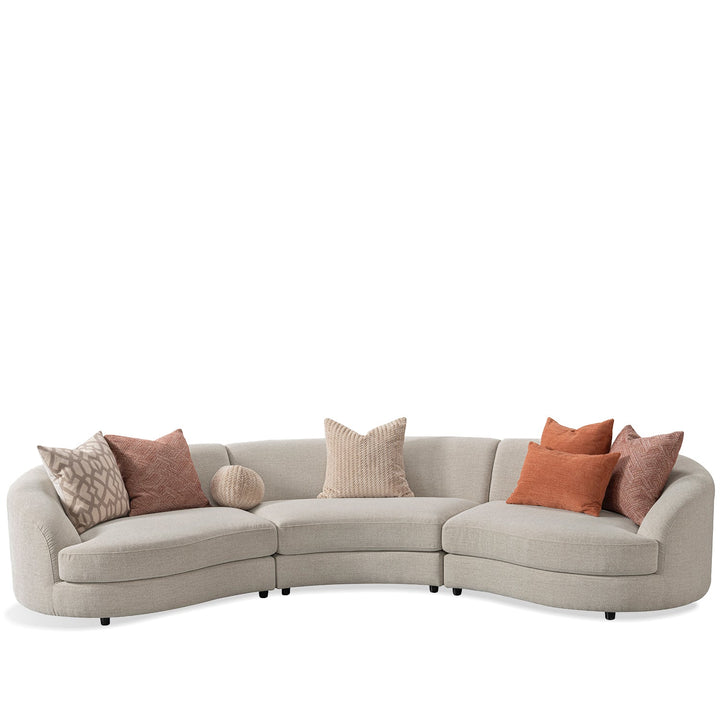 Scandinavian fabric modular 4.5 seater sofa groove in white background.