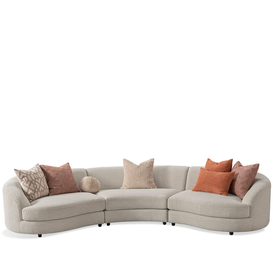 Scandinavian fabric modular 4.5 seater sofa groove in white background.