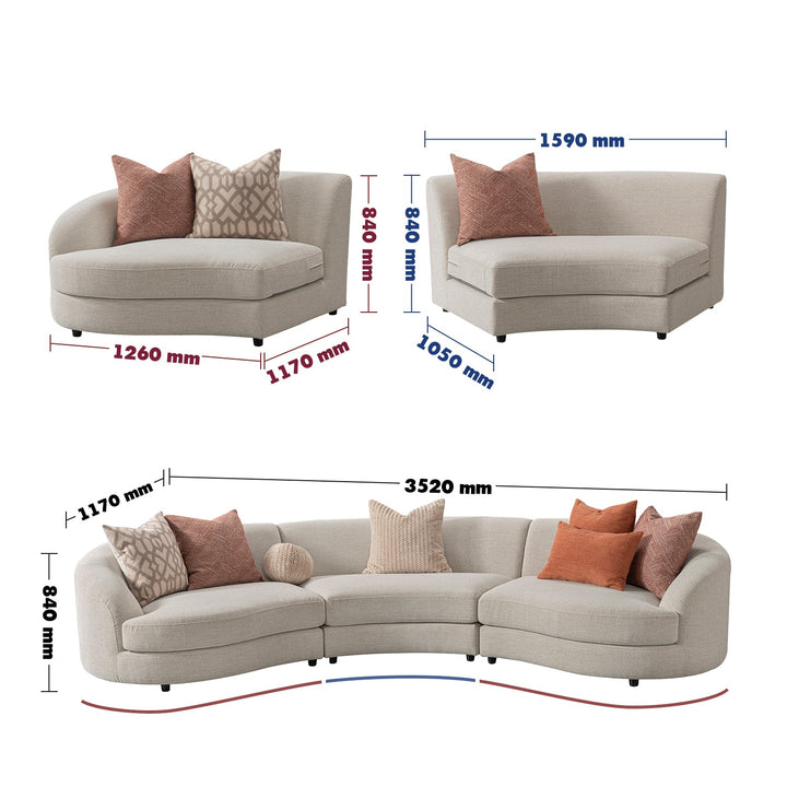 Scandinavian fabric modular 4.5 seater sofa groove size charts.