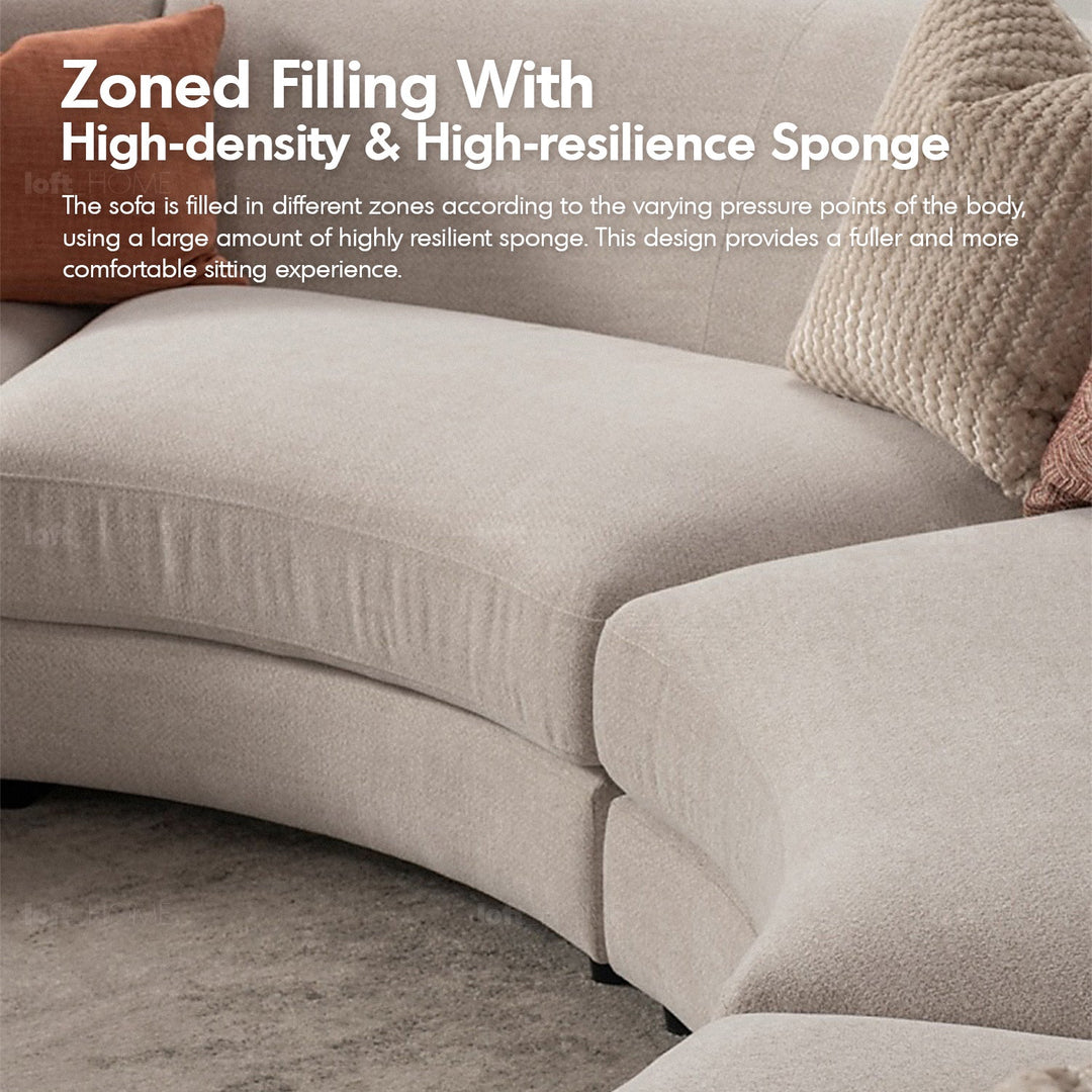 Scandinavian fabric modular 4.5 seater sofa groove color swatches.