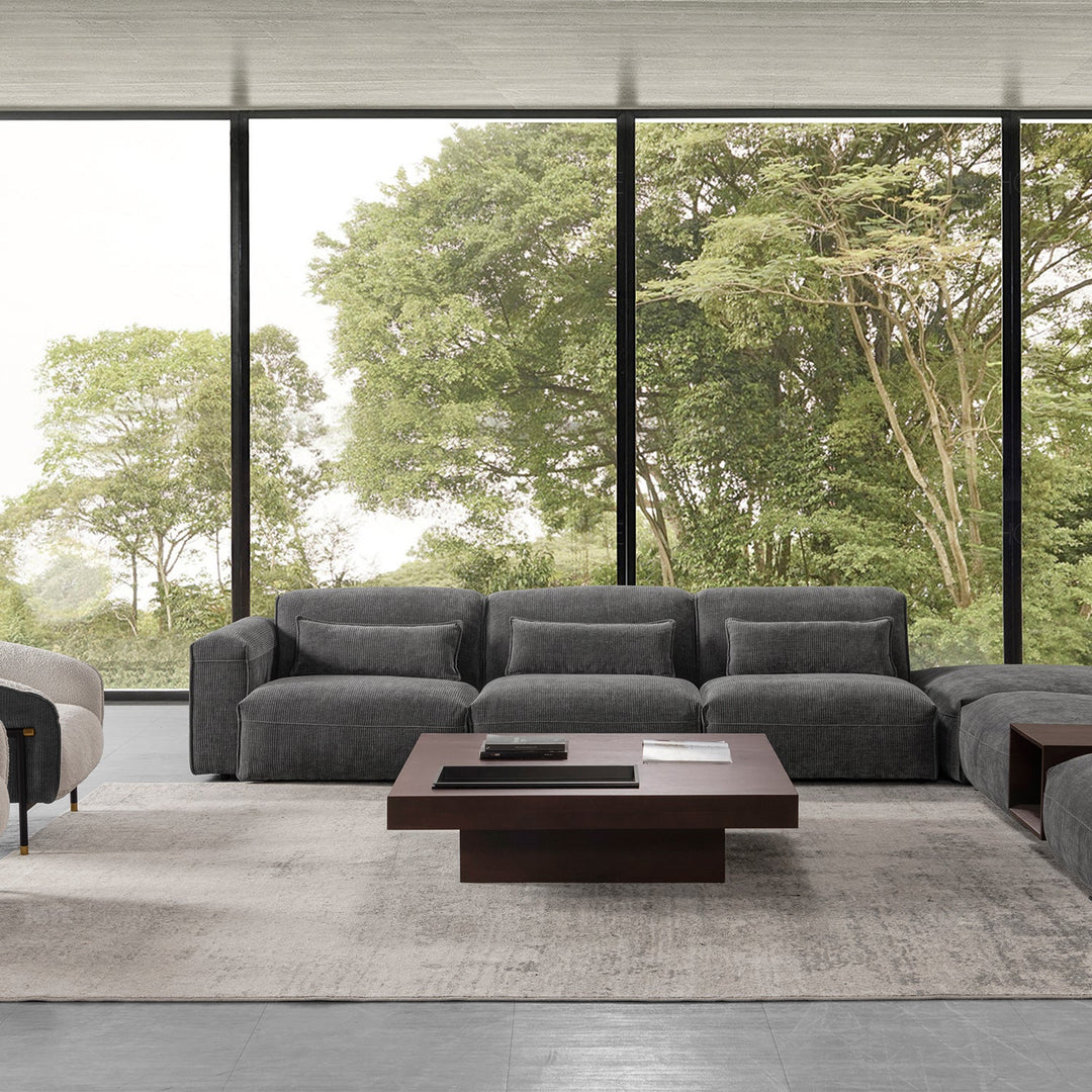 Scandinavian corduroy velvet fabric modular 3 seater sofa opera environmental situation.