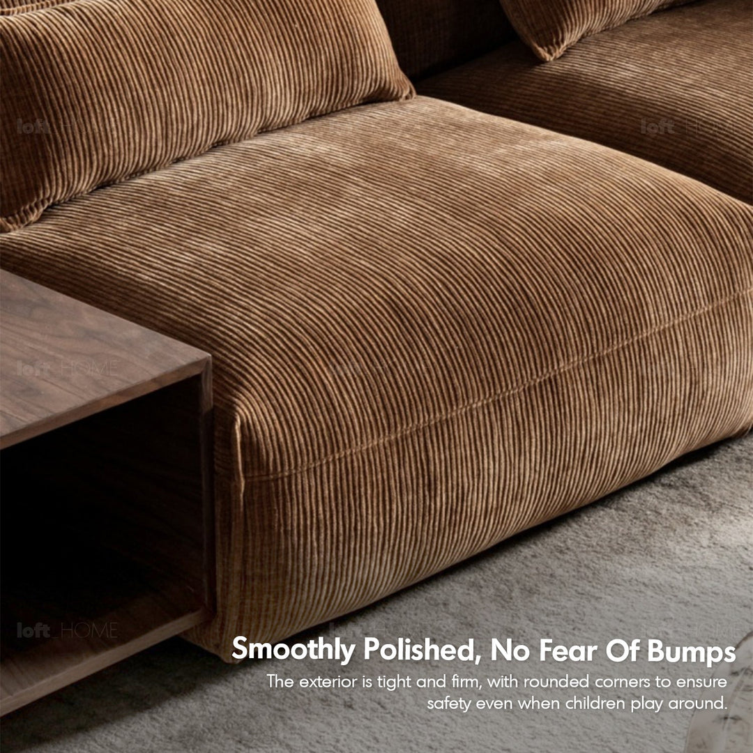 Scandinavian corduroy velvet fabric modular 3 seater sofa opera in details.