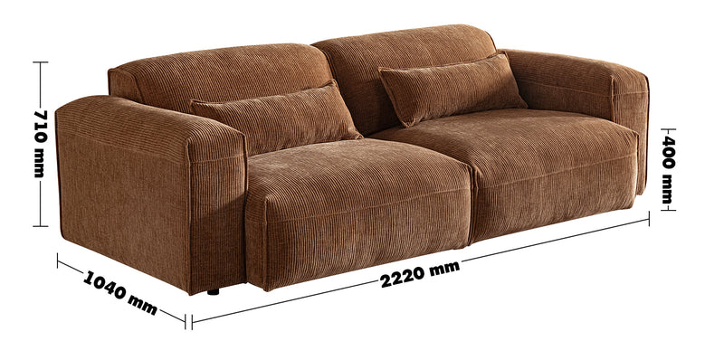 Modern Corduroy Velvet Fabric Modular 3 Seater Sofa OPERA Size Chart