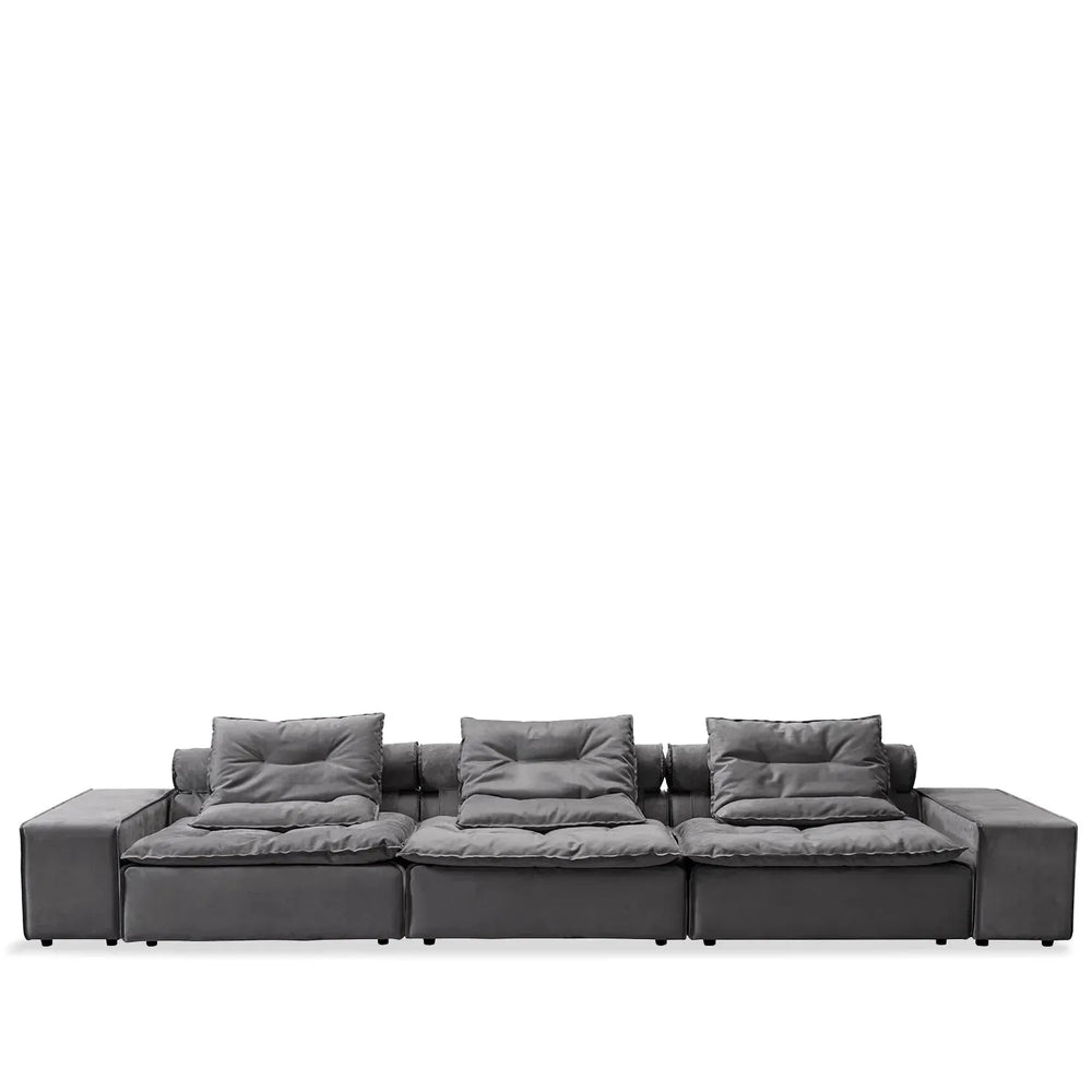 Modern fabric modular 4.5 seater sofa woolen in white background.